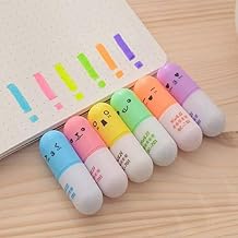 VANVENE Mini Pill‑Shaped Highlighter Pens (6‑Pack, Cute Korean Stationery)