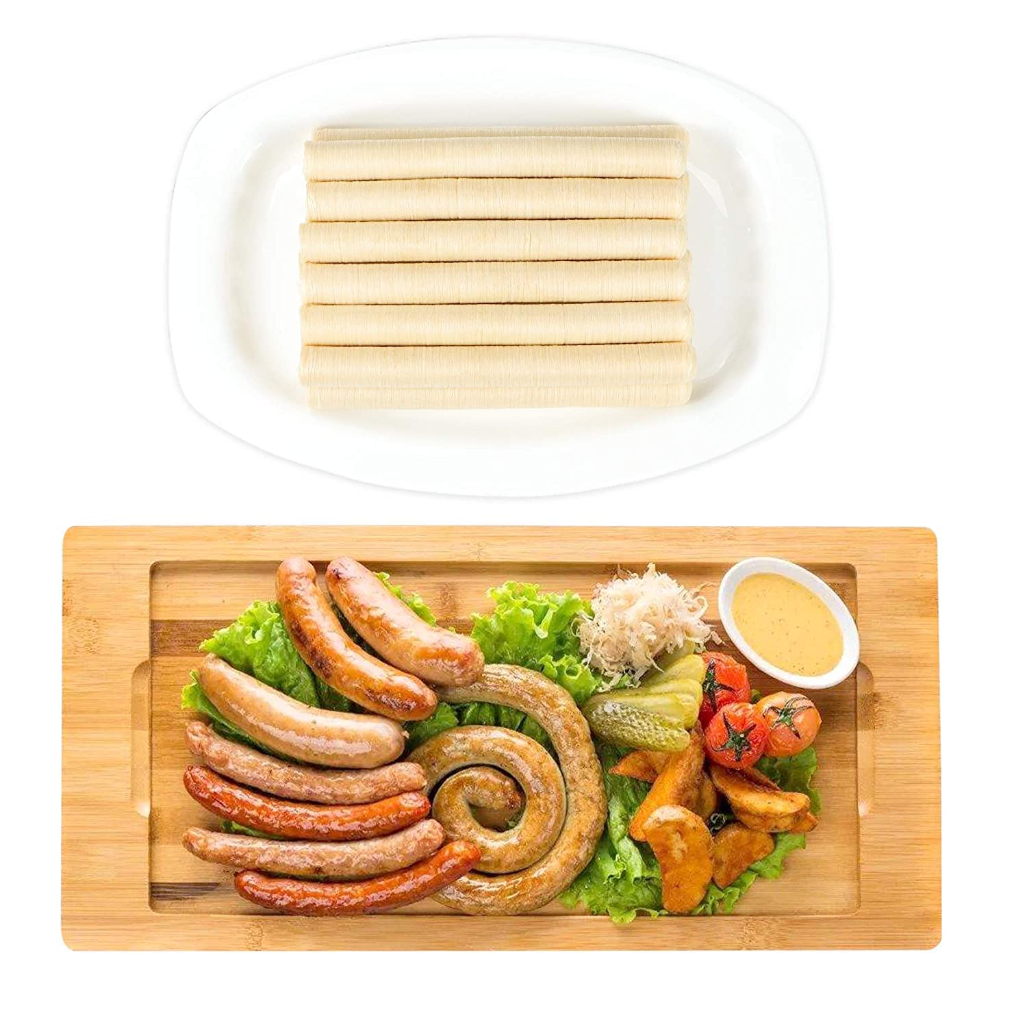 FAIRSKY HALAL Grade A Collagen Sausage Casings, Edible Drying Casing 15m/49ft Longer Length , 26mm/ 1''for Flavorous Homemade Sausages, 1 Roll