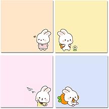 Kawaii Sticky Notes – Happy Rabbit (4 Pack, 80 Sheets Each)