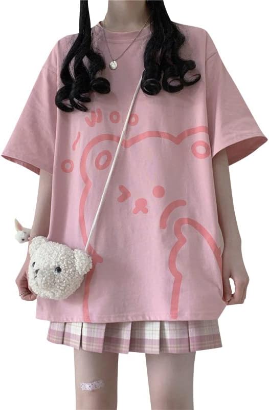 Tyadorw Oversized Korean-Style Harajuku Bear Graphic T-Shirt