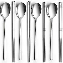 Tiokin Korean Stainless Steel Chopsticks & Spoons Set (4 Pairs)