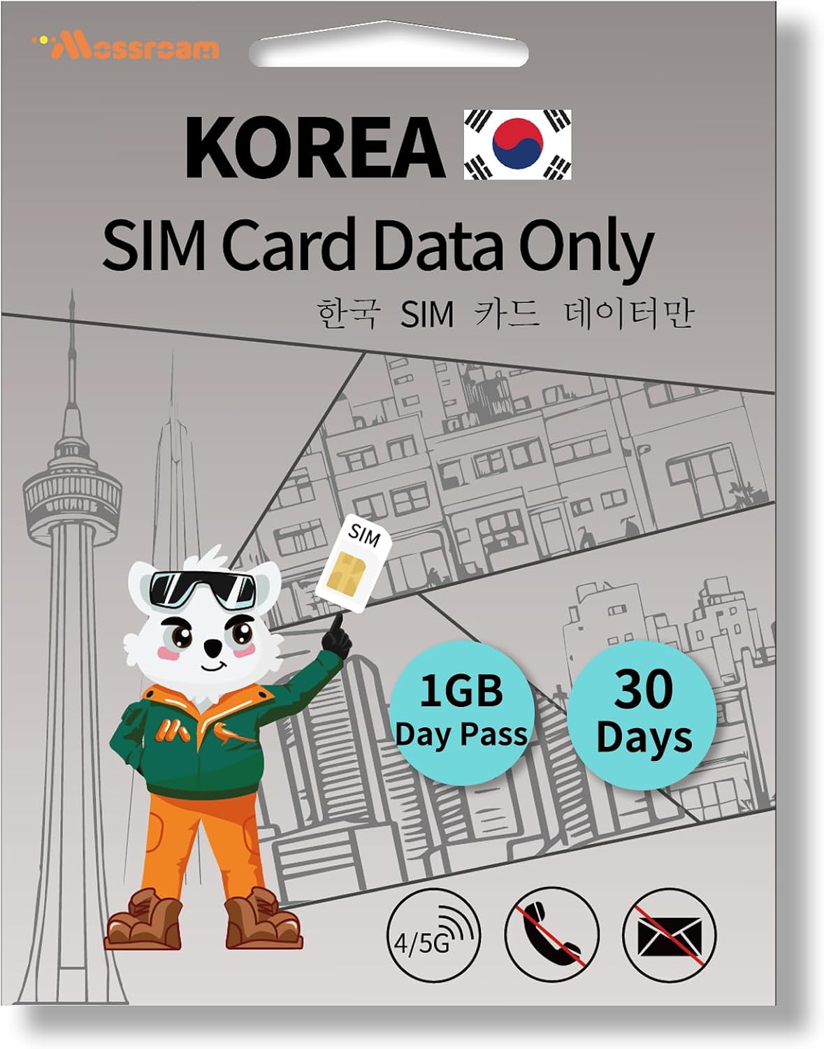 Korean SIM Card-High Speed 4/5G LTE for Fast Browsing,30 Days Plan,1GB Prepaid Data Daily, 3 in 1 SIM Card for Korea Business Travelers