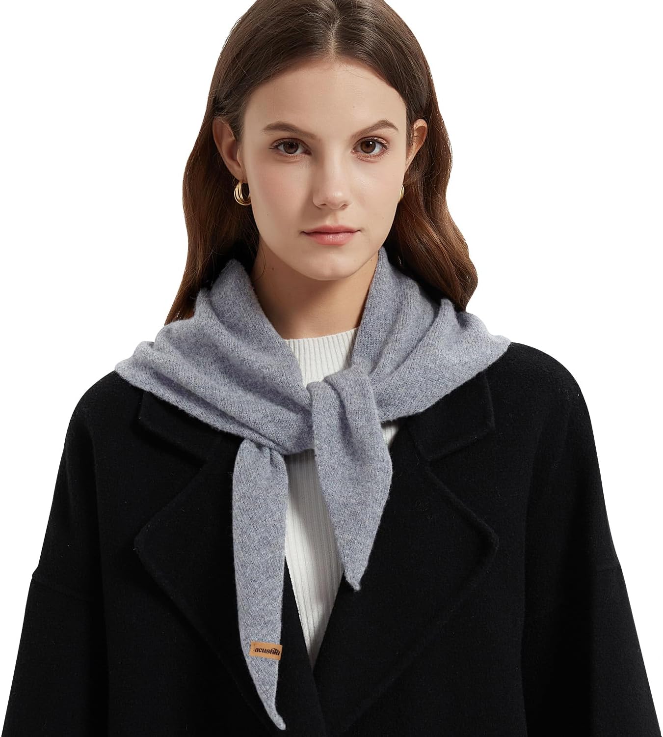 ACUSHLA 100% Merino Wool Triangle Scarf for Women Winter Neck Gaiter Warmer Knit Hooded Scarf Soft Warm Neck Wrap