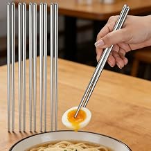Reusable Stainless Steel Chopsticks (5 Pairs, Non‑Slip, Dishwasher Safe)